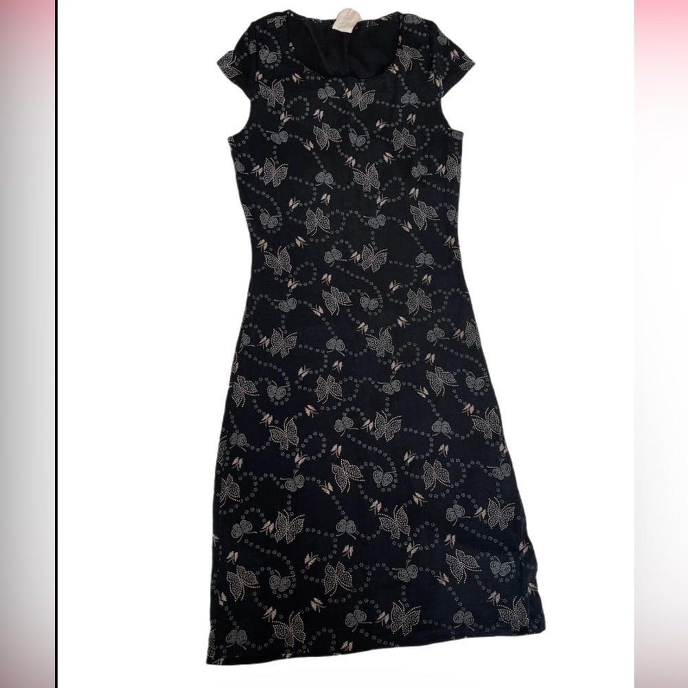 Vintage Butterfly Print Midi Dress